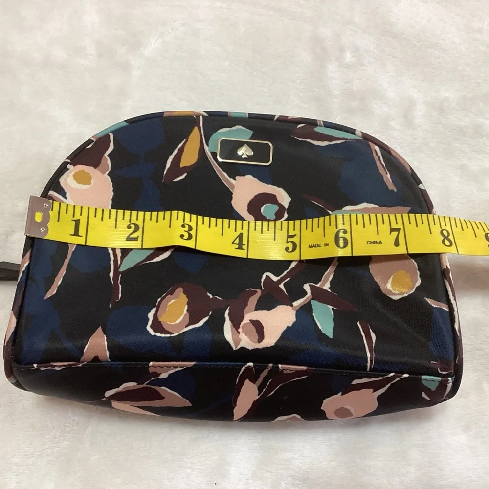 Kate Spade Floral Cosmetic Bag Black Pink Zip Top